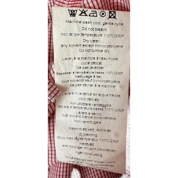 J. Lindeberg Long Sleeve Button Down Shirt Men's Size 16 Red and White Checks - Picture 4 of 10